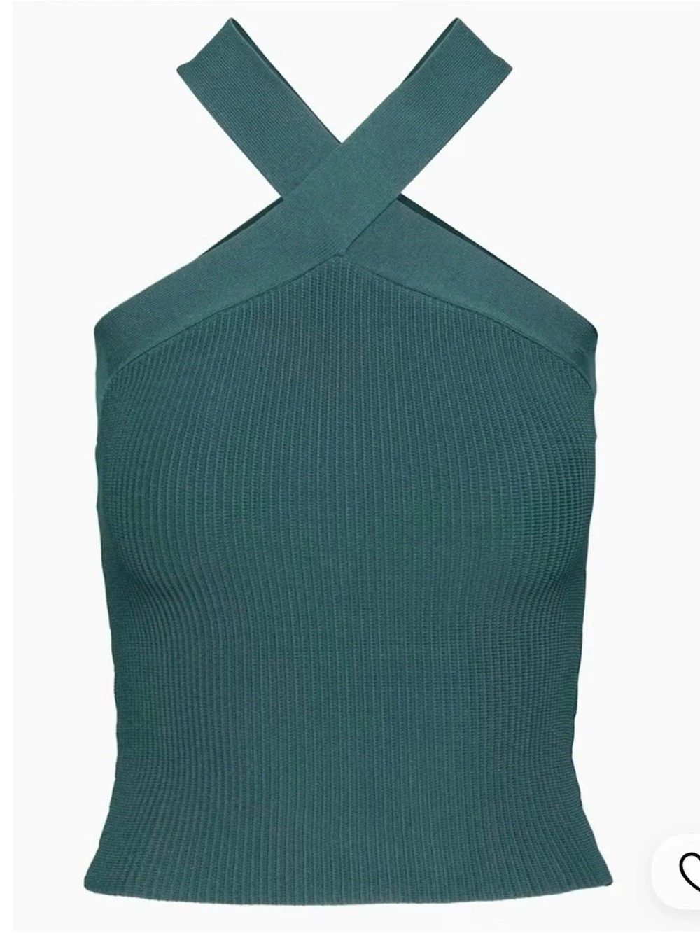 Aritzia Babaton Sculpt Knit Criss Cross Halter Top Green XS